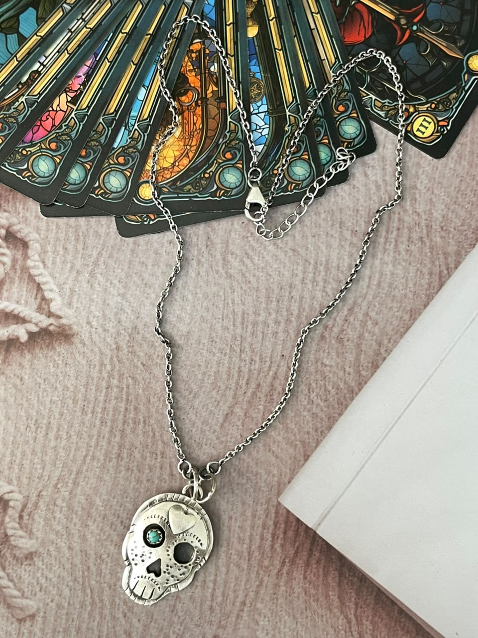 Handmade Sterling Silver Kingman Turquoise Halloween Collection: Necklace Signed Nizhoni