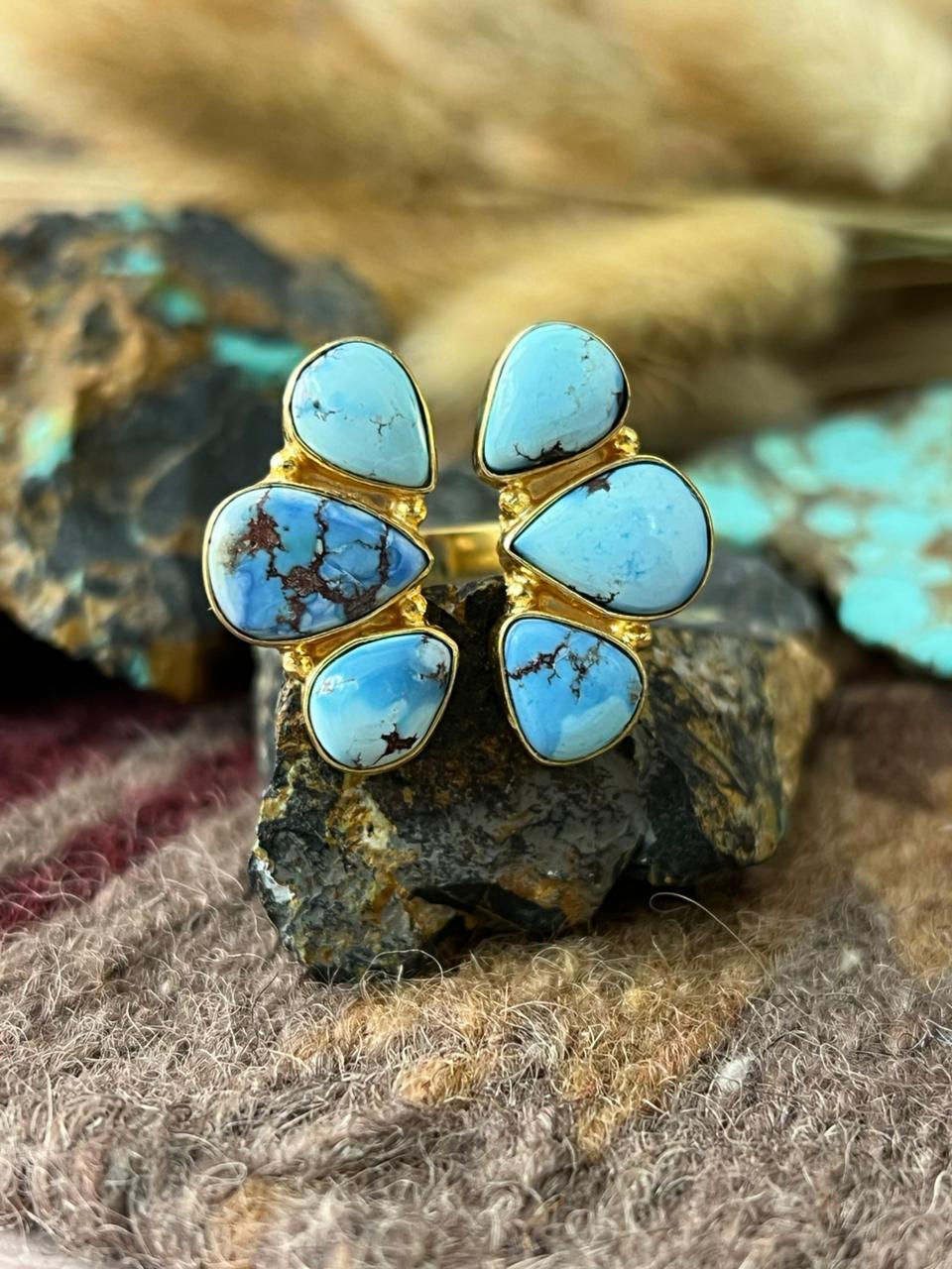 “The Golden Collection” Natural Golden Hills Turquoise Adjustable Ring