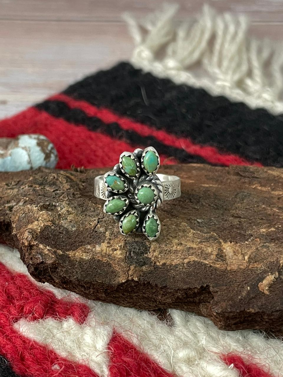 Handmade Sterling Silver Kingman Turquoise Ring "Signed Nizhoni"