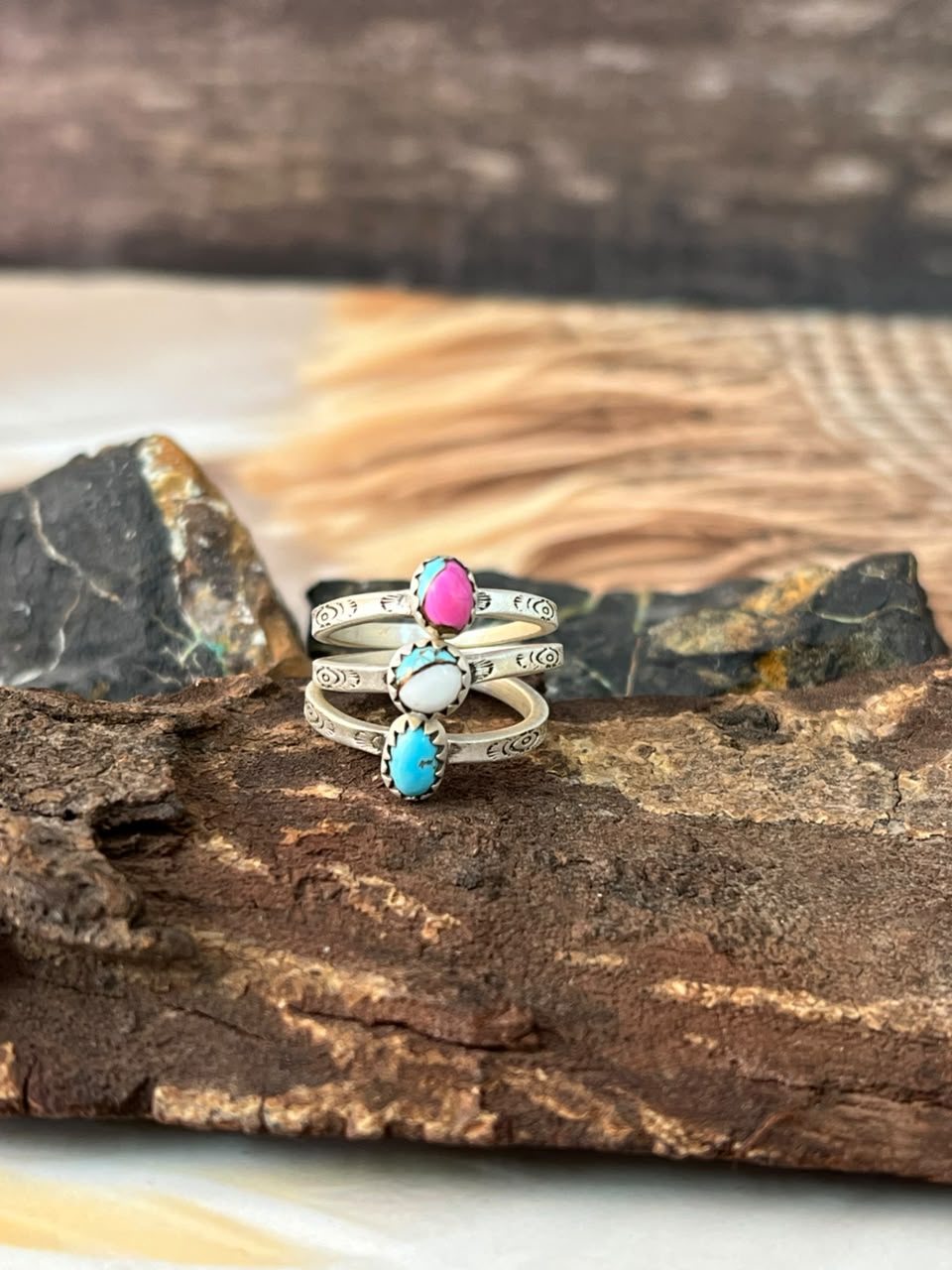 Handmade Sterling Silver Cotton Candy Adjustable Stackable Ring