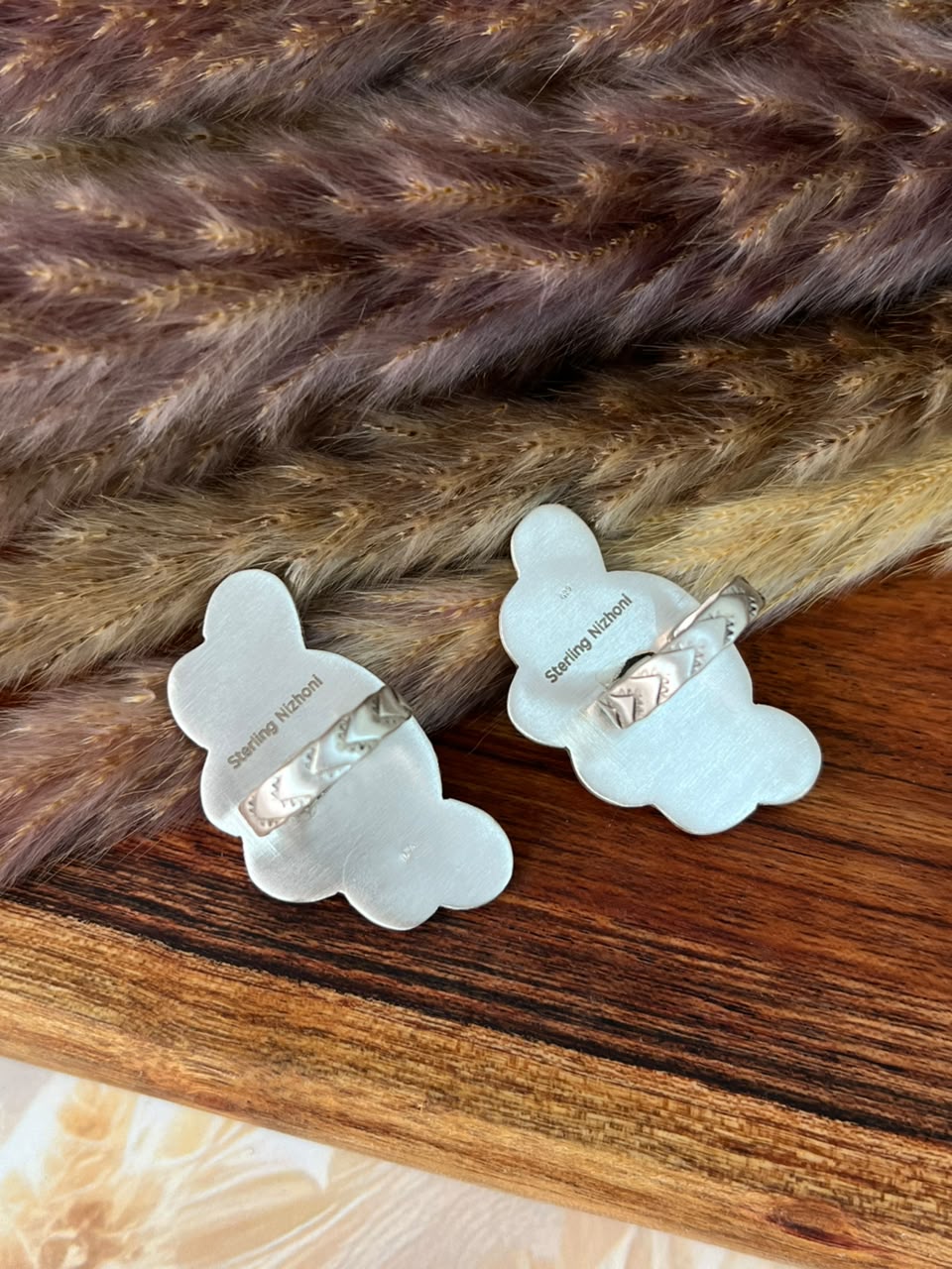 Handmade Sterling Silver Paloma Turquoise with White Buffalo Adjustable Ring Signed Nizhoni (8)