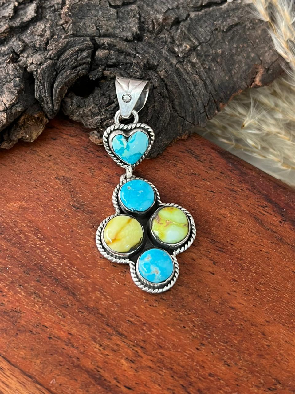 Handmade Sterling Silver Sierra Bella with Palomino Turquoise Collection: Pendant "Signed Nizhoni"
