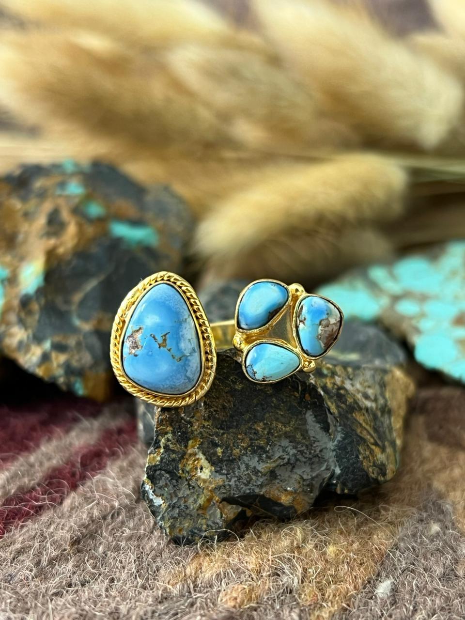 “The Golden Collection” Natural Golden Hills Turquoise Adjustable Ring
