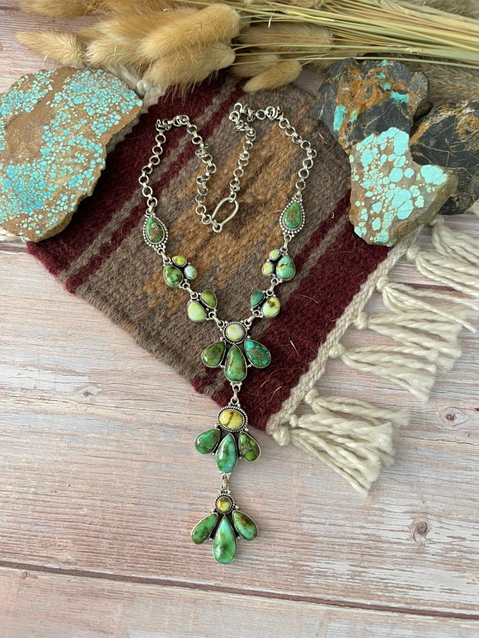 Handmade Sterling Silver Palomino With Sonoran Mountain Turquoise Necklace "Signed Nizhoni"