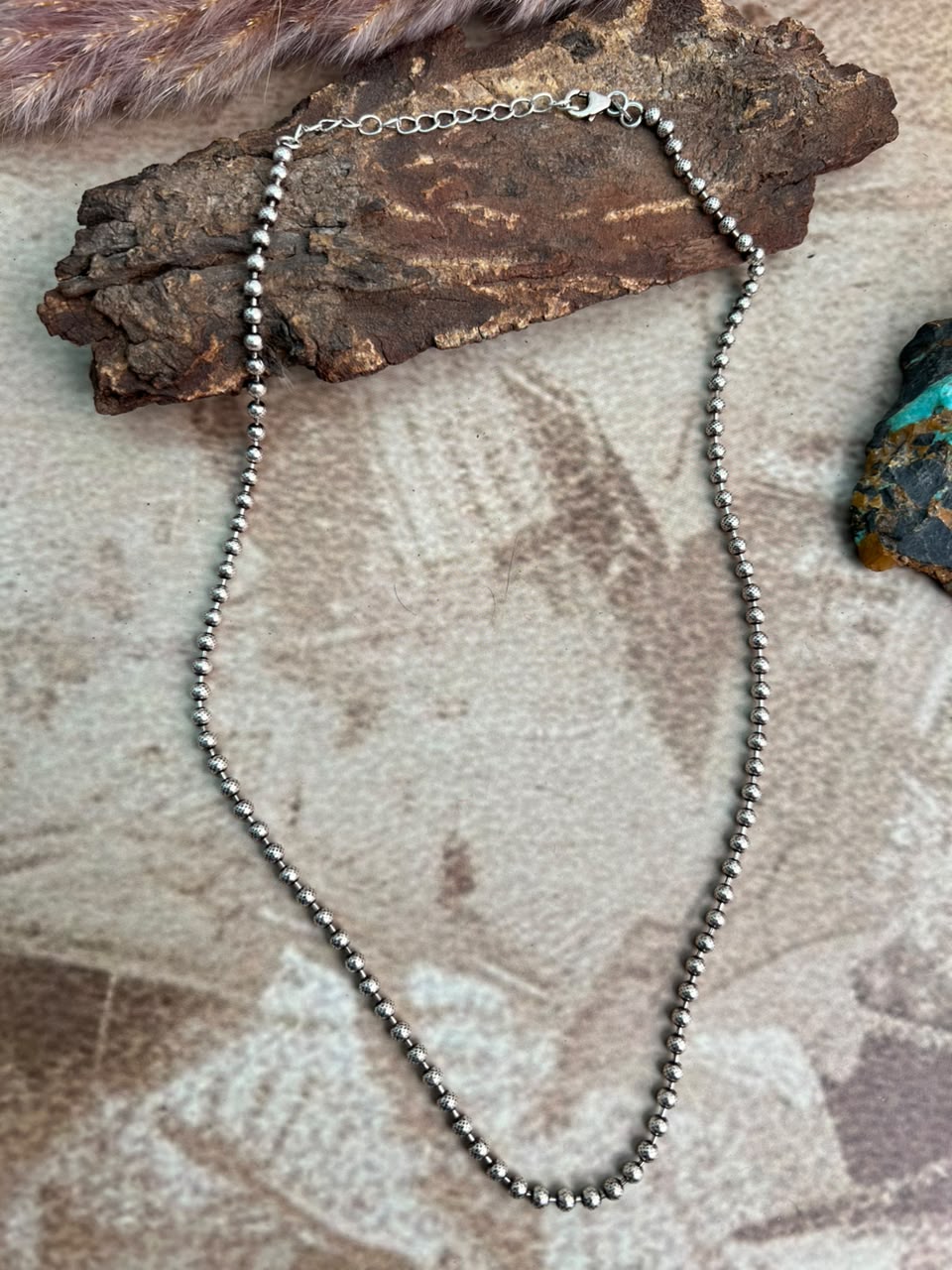 Handmade Sterling Silver 3MM Beaded Necklace