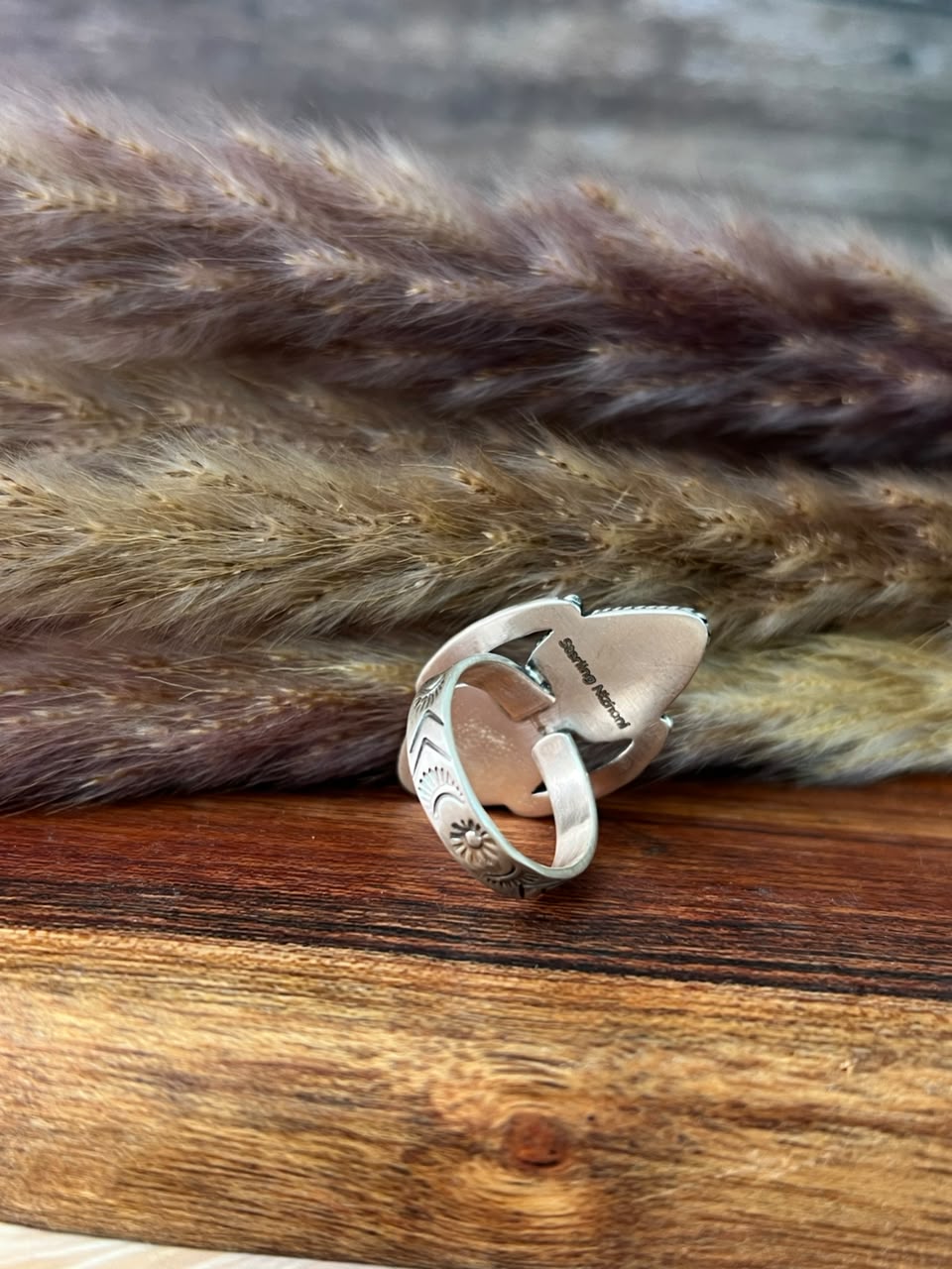 Handmade Sterling Silver Royston Turquoise Adjustable Ring Signed Nizhoni (5)