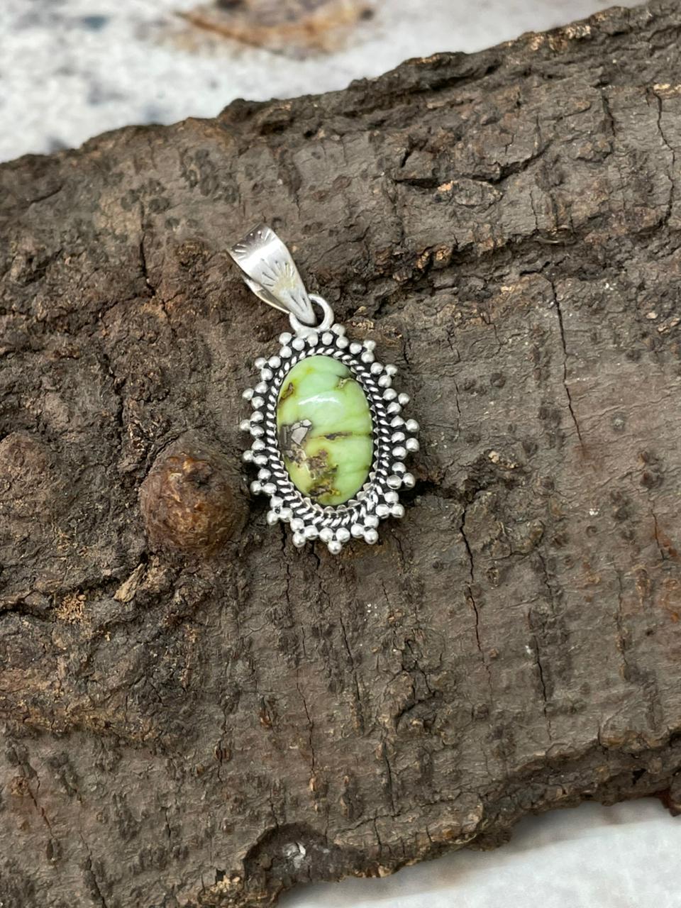 Handmade Sterling Silver Palomino Turquoise Pendant "Signed Nizhoni"