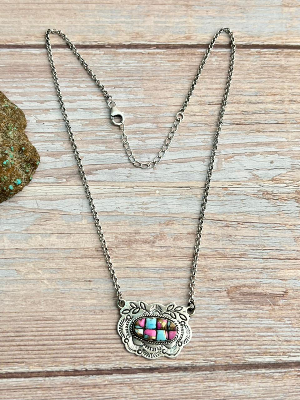 Handmade Sterling Silver Cotton Candy Necklace "Signed Nizhoni"