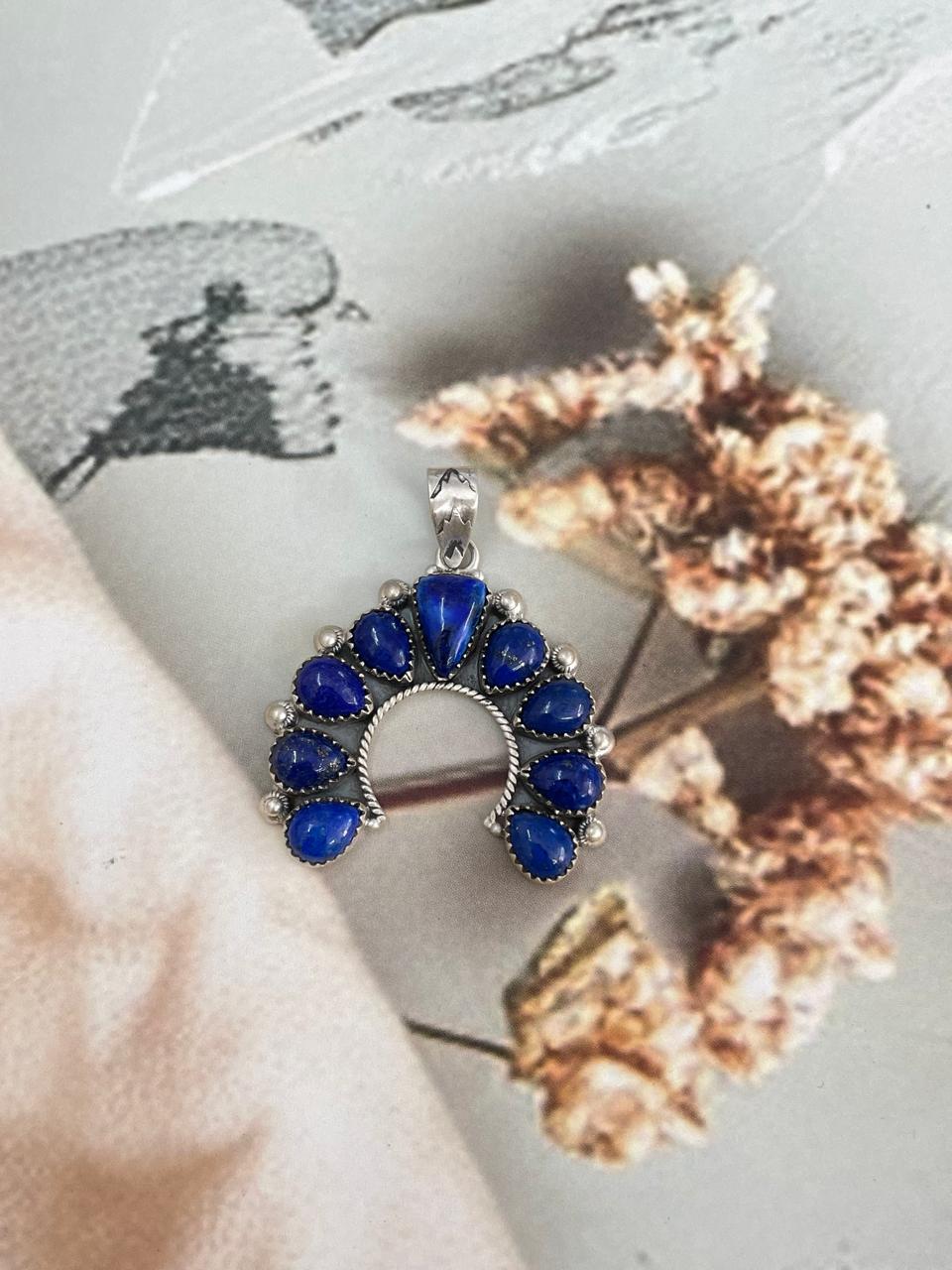 Handmade Sterling Silver Lapis Naja Pendant "Signed Nizhoni"