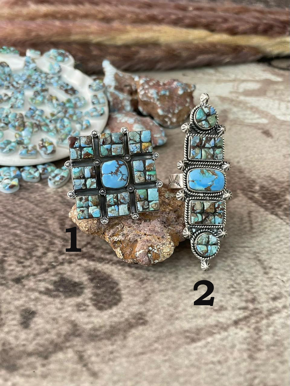 Handmade Sterling Silver 'Golden Hills Turquoise Cobble Collection' Adjustable Ring "Signed Nizhoni"