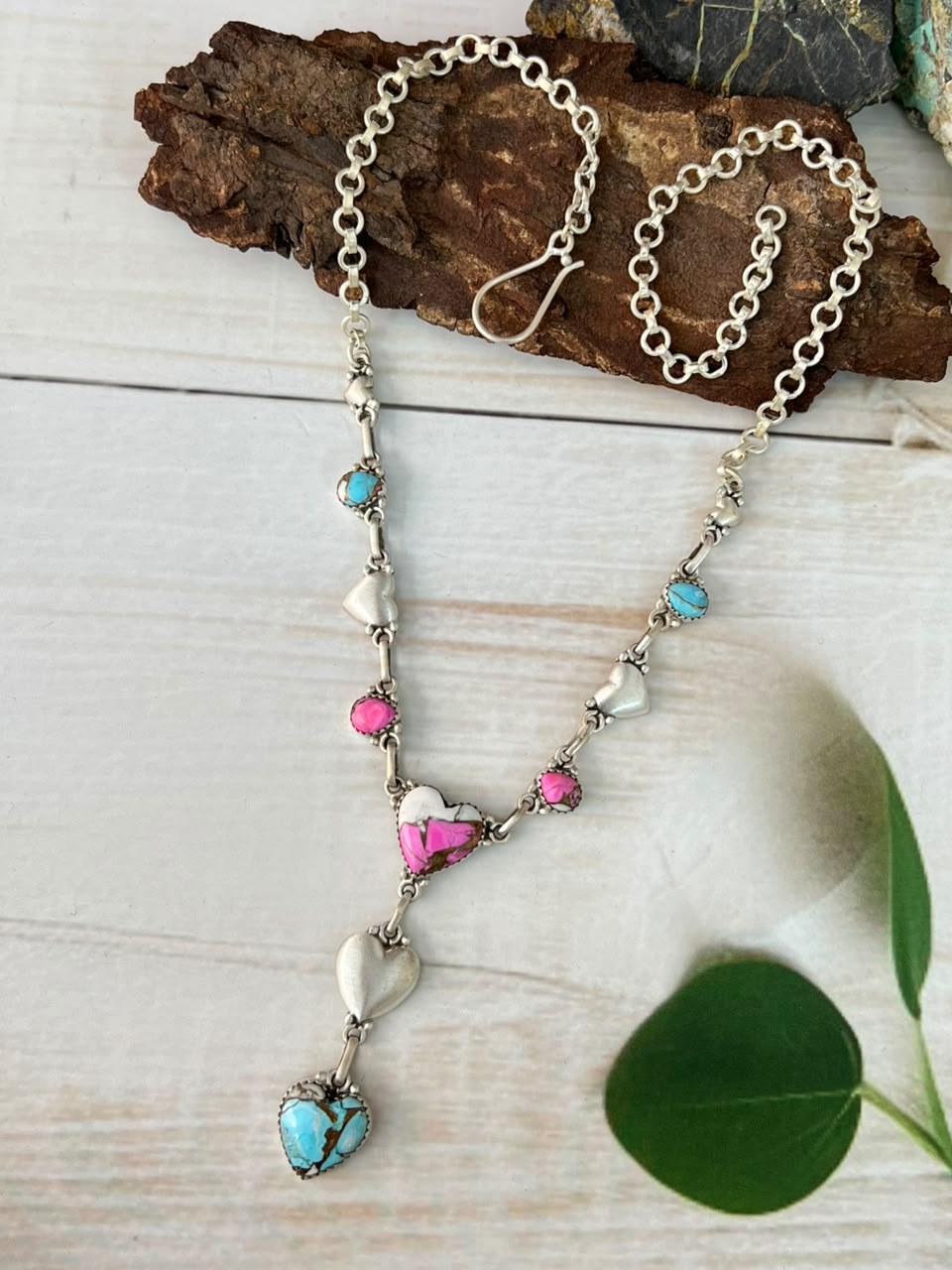 Handmade Sterling Silver Cotton Candy Heart Collection: Necklace Signed Nizhoni (4)