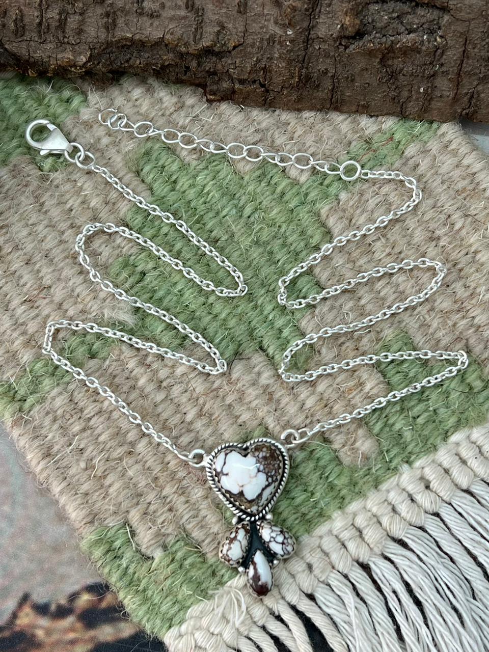 Handmade Sterling Silver Wildhorse Magnesite Necklace "Signed Nizhoni"