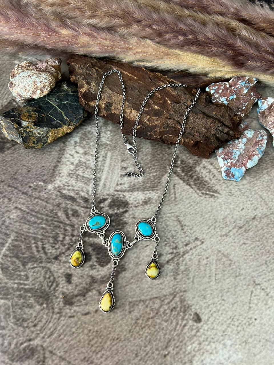 Handmade Sterling Silver Palomino with Santa Maria Necklace "Signed Nizhoni"