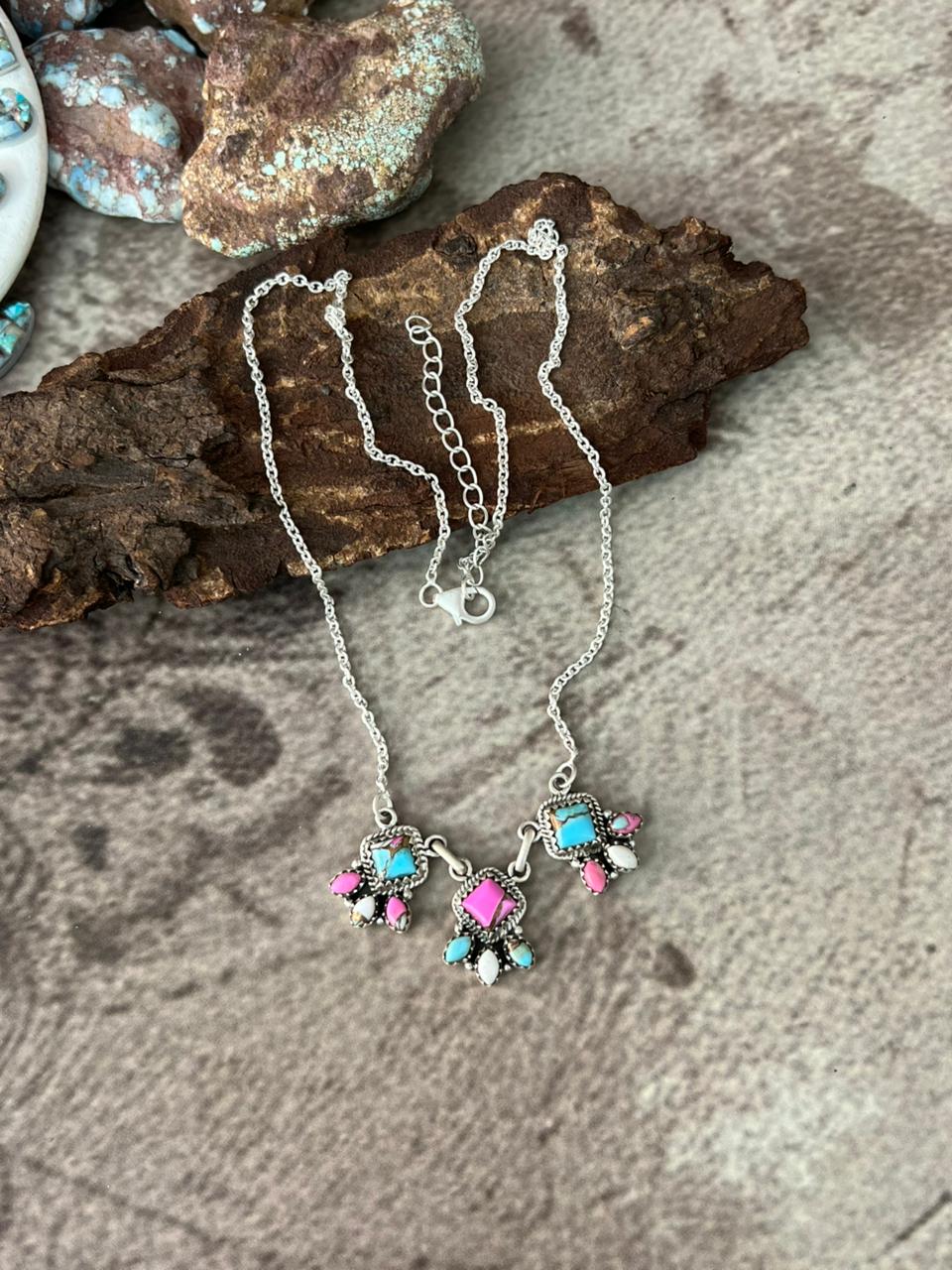 Handmade Sterling Silver Cotton Candy Necklace "Signed Nizhoni"