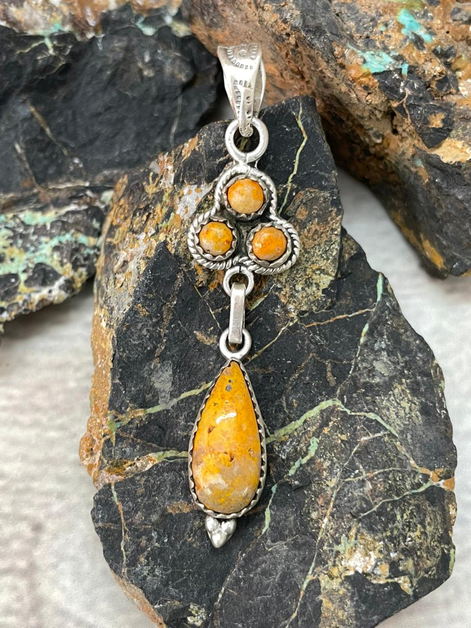 Handmade Sterling Silver Bumblebee Pendant "Signed Nizhoni"