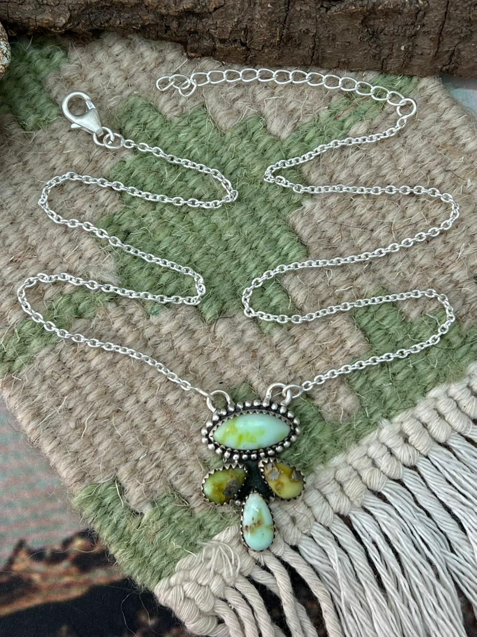 Handmade Sterling Silver Palomino Turquoise Necklace "Signed Nizhoni"