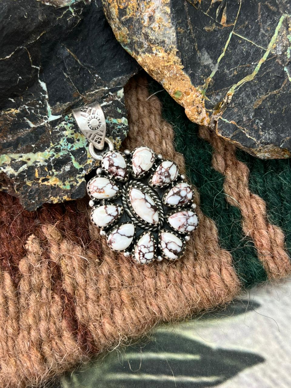 Handmade Sterling Silver Wildhorse Magnesite Pendant "Signed Nizhoni"