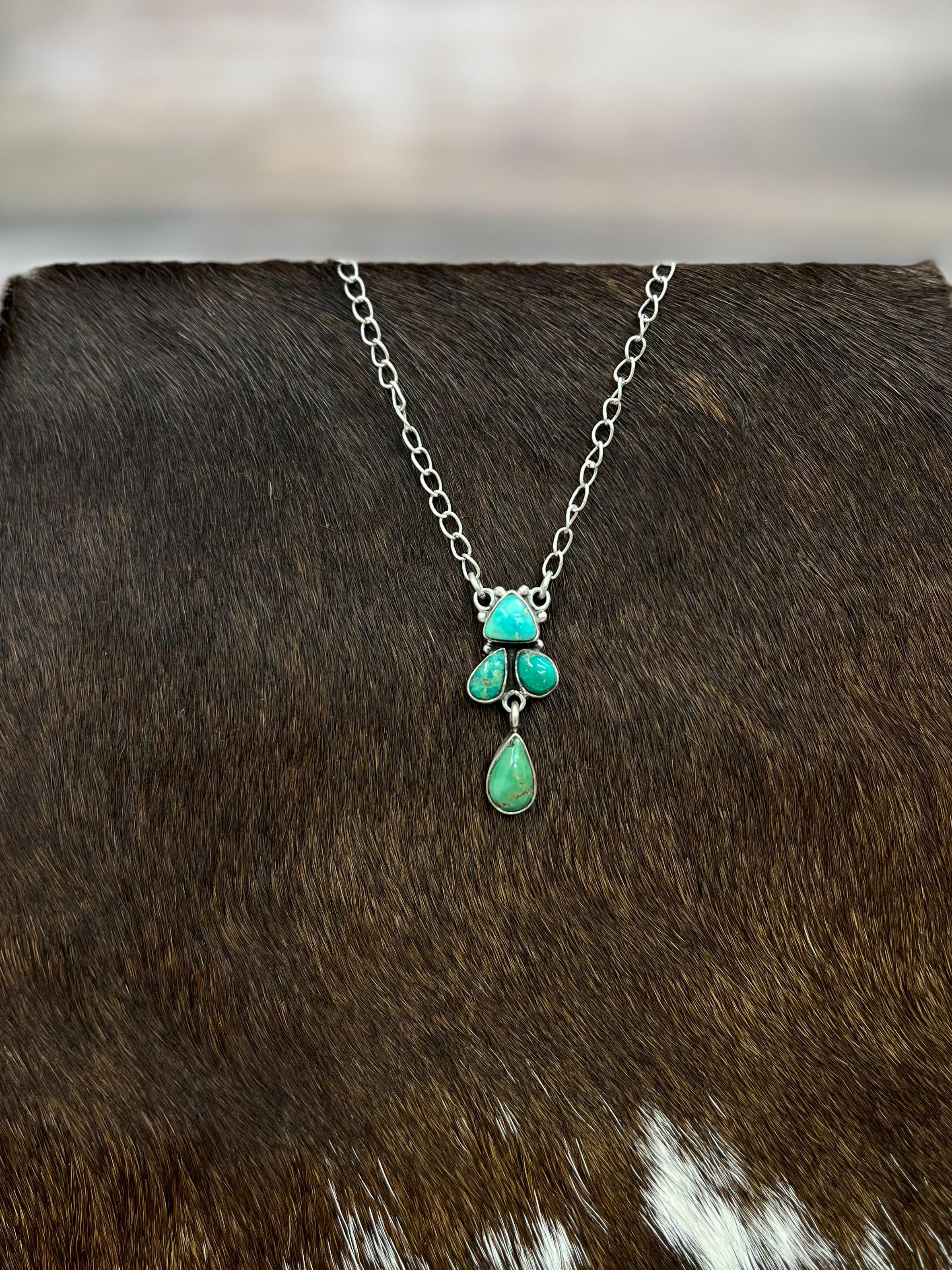 Handmade Sterling Silver Kingman Turquoise Necklace Signed Nizhoni