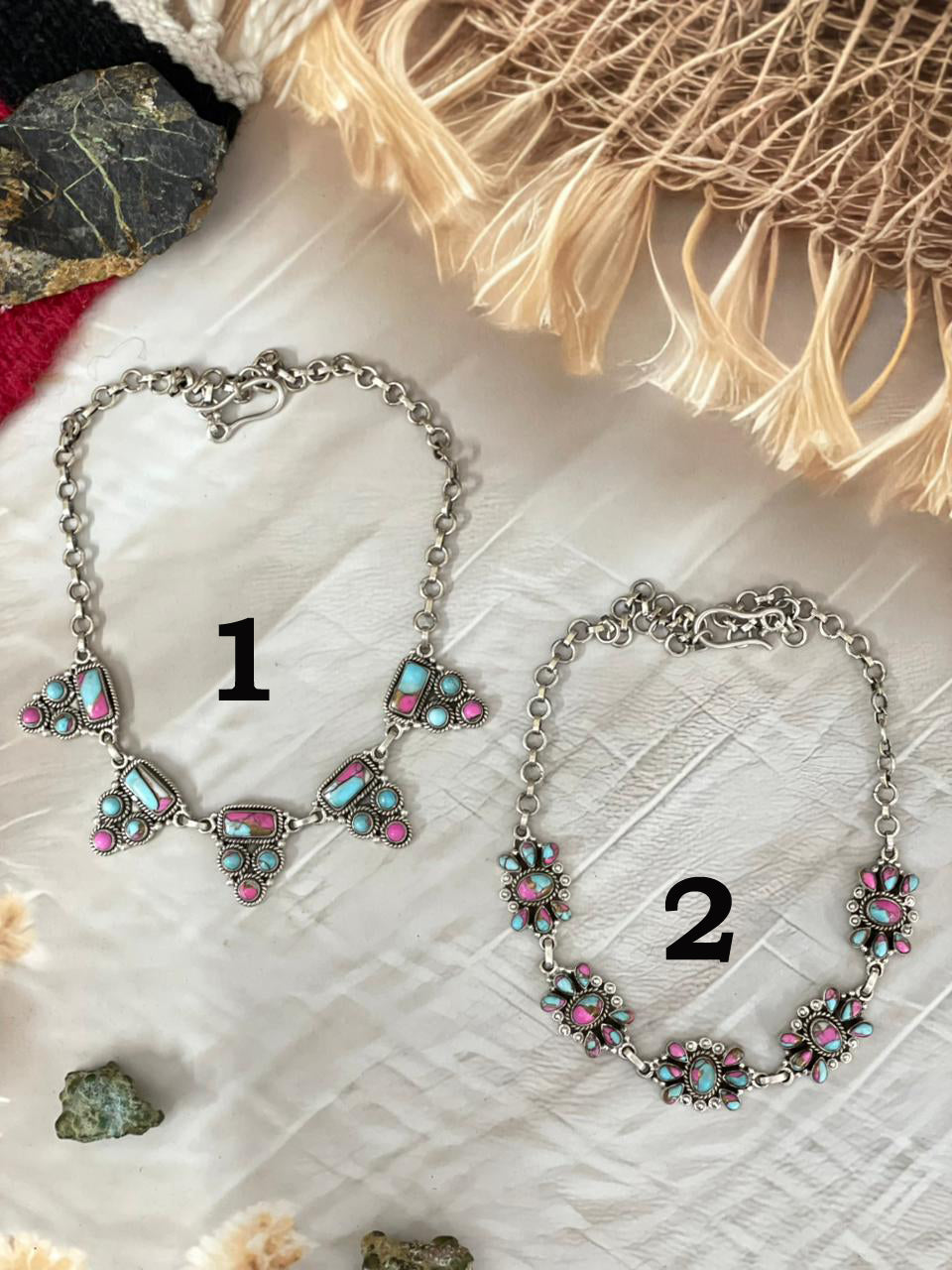 Handmade Sterling Silver Cotton Candy Necklace "Signed Nizhoni"