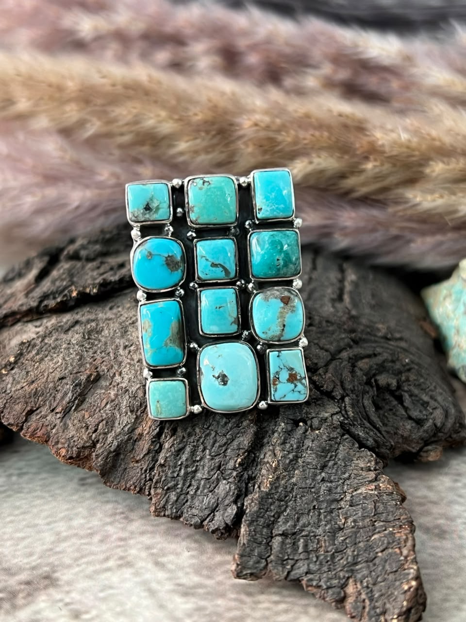 Handmade Sterling Silver Campitos Turquoise Collection: Adjustable Ring Signed Nizhoni