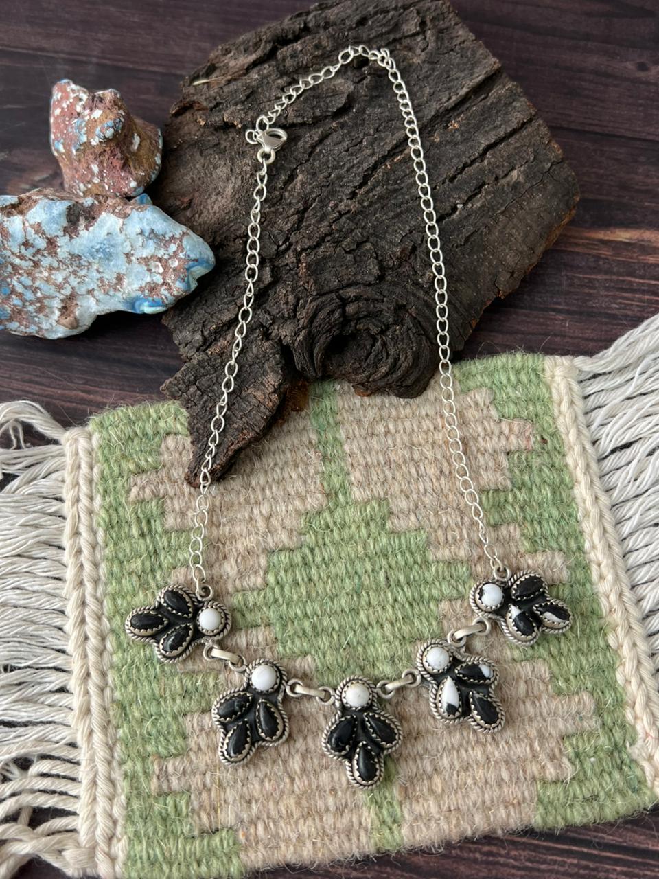 Handmade Sterling Silver White Buffalo Necklace "Signed Nizhoni"