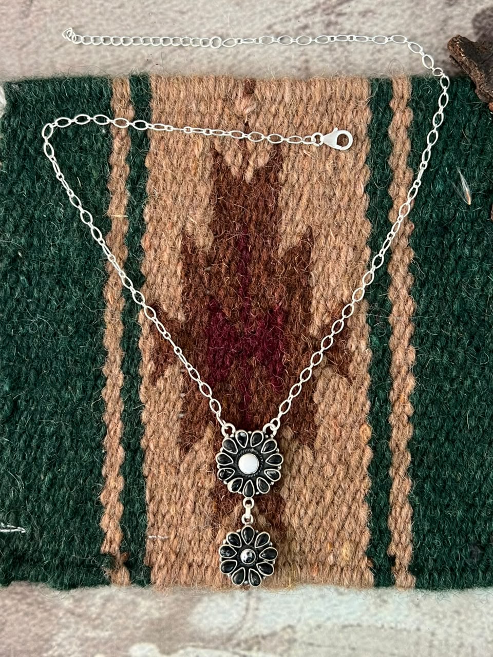 Handmade Sterling Silver White Buffalo Necklace Signed Nizhoni