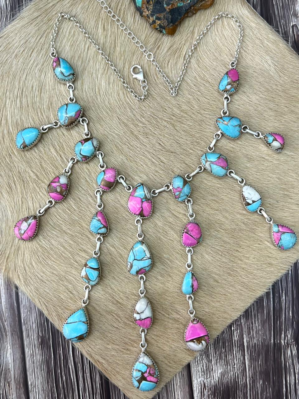 Handmade Sterling Silver Cotton Candy Necklace "Signed Nizhoni"