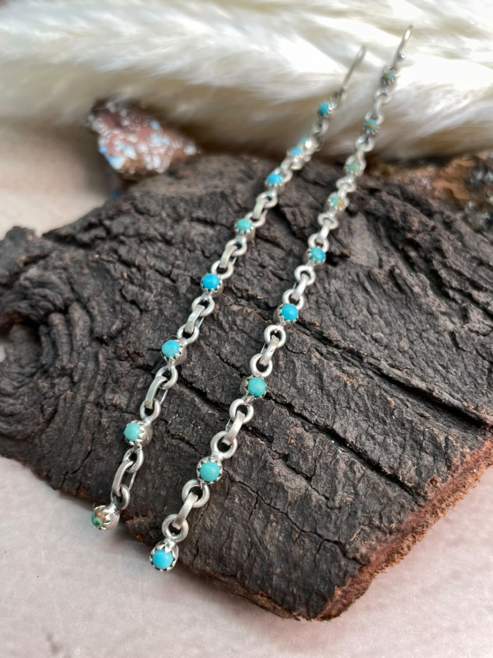 Handmade Sterling Silver Kingman Turquoise Hook Dangle Earrings