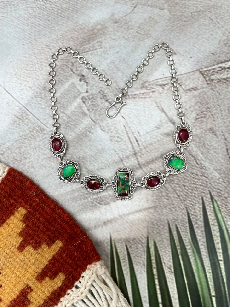 Handmade Sterling Silver Christmas Dahlia Collection: Choker Necklace Signed Nizhoni