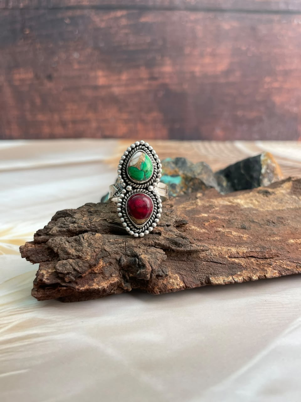 Handmade Sterling Silver Christmas Dahlia Collection: Adjustable Ring Signed Nizhoni