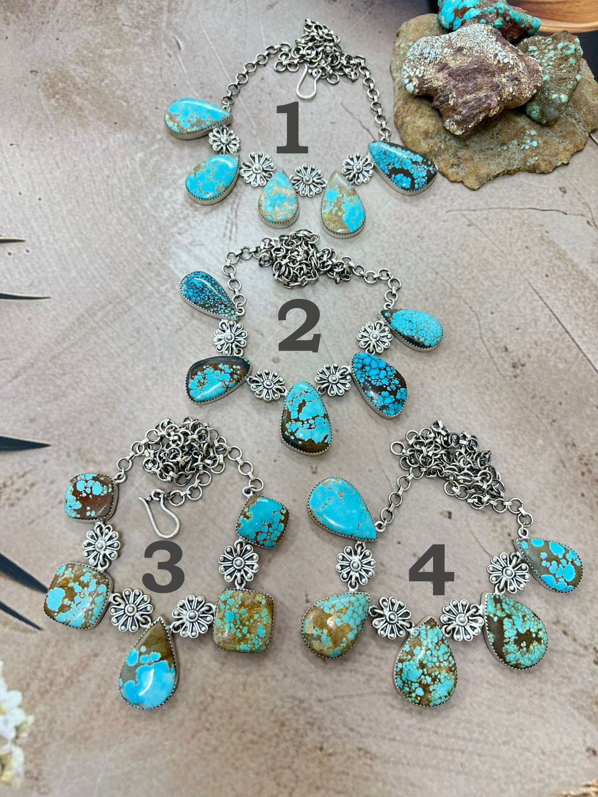 Handmade Sterling Silver Number 8 Turquoise Necklace with Signed Nizhoni