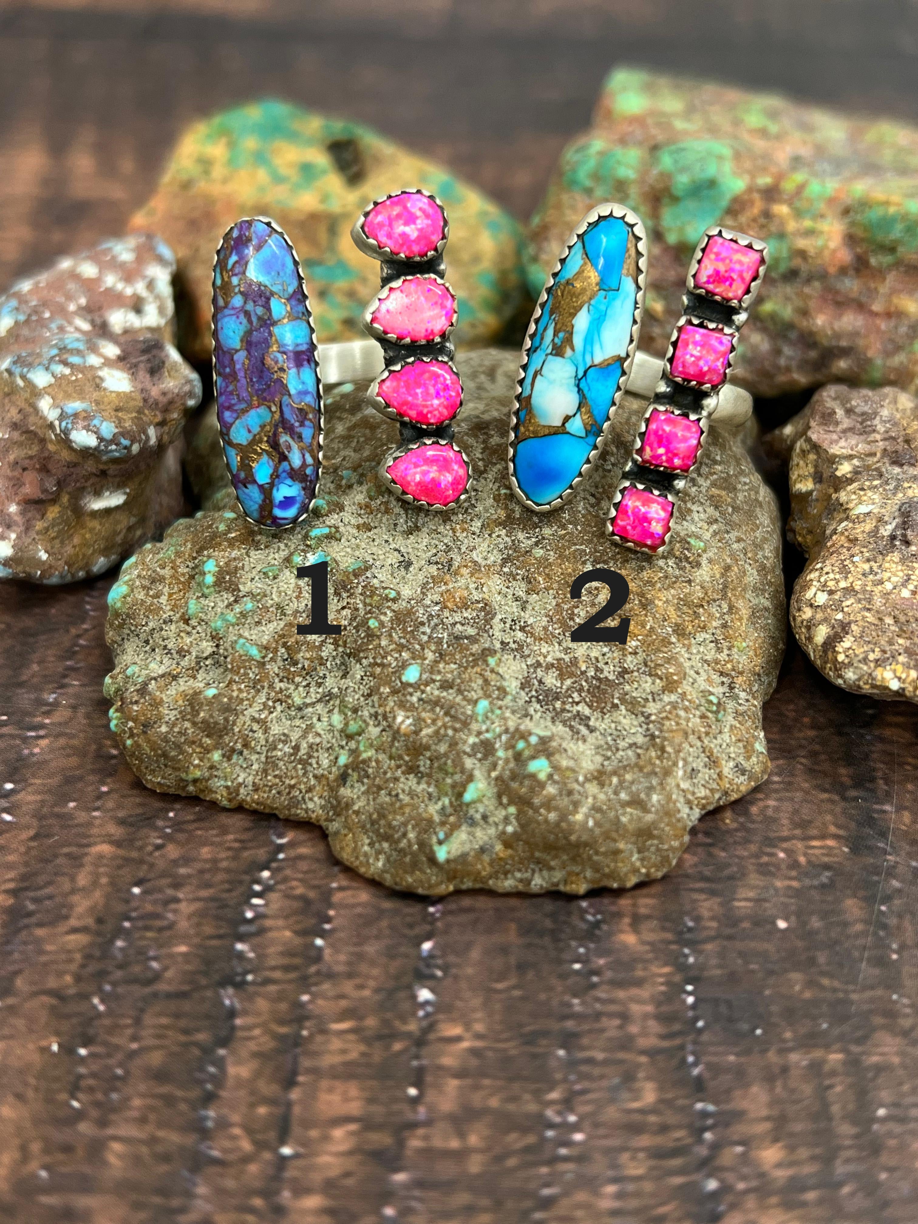 Handmade Sterling Silver Multistone Adjustable Ring with Signed Nizhoni