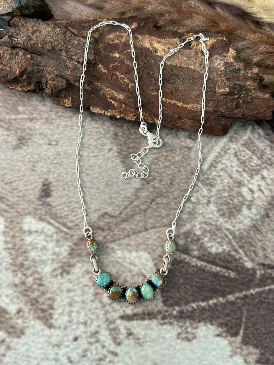 Handmade Sterling Silver Number 8 Turquoise Collection: Necklace Signed Nizhoni