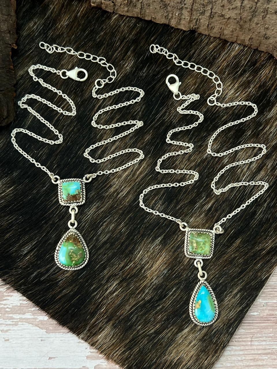 Handmade Sterling Silver Sonoran Mountain Turquoise Necklace "Signed Nizhoni"