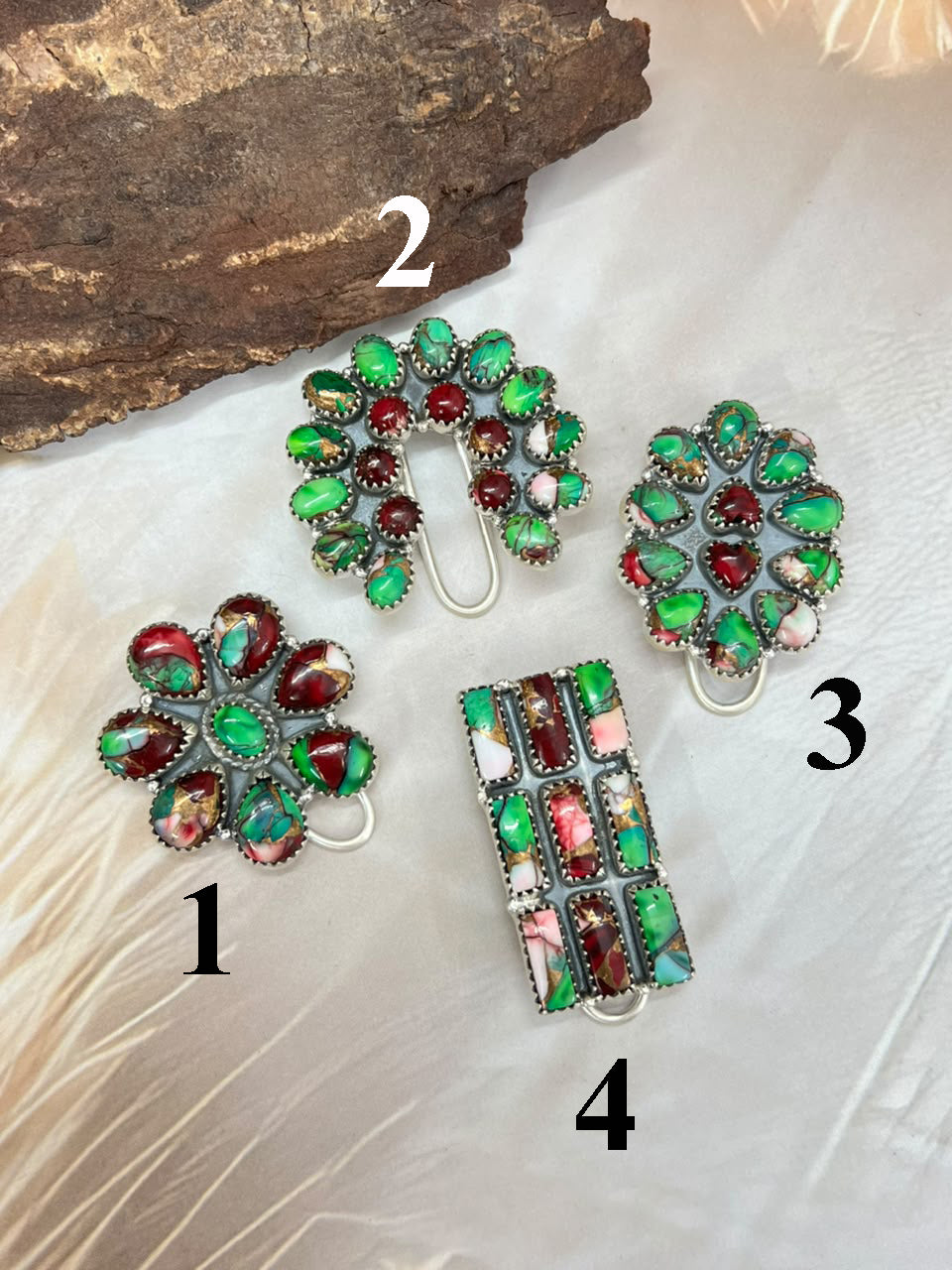Handmade Sterling Silver Christmas Dahlia Collection: Purse Key Clip Signed Nizhoni