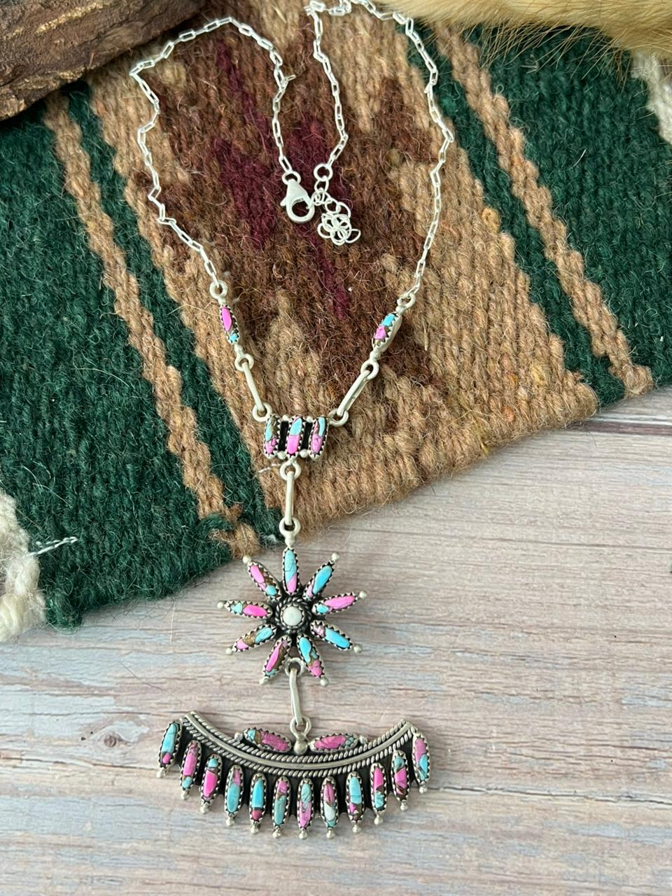 Handmade Sterling Silver Cotton Candy Necklace "Signed Nizhoni"