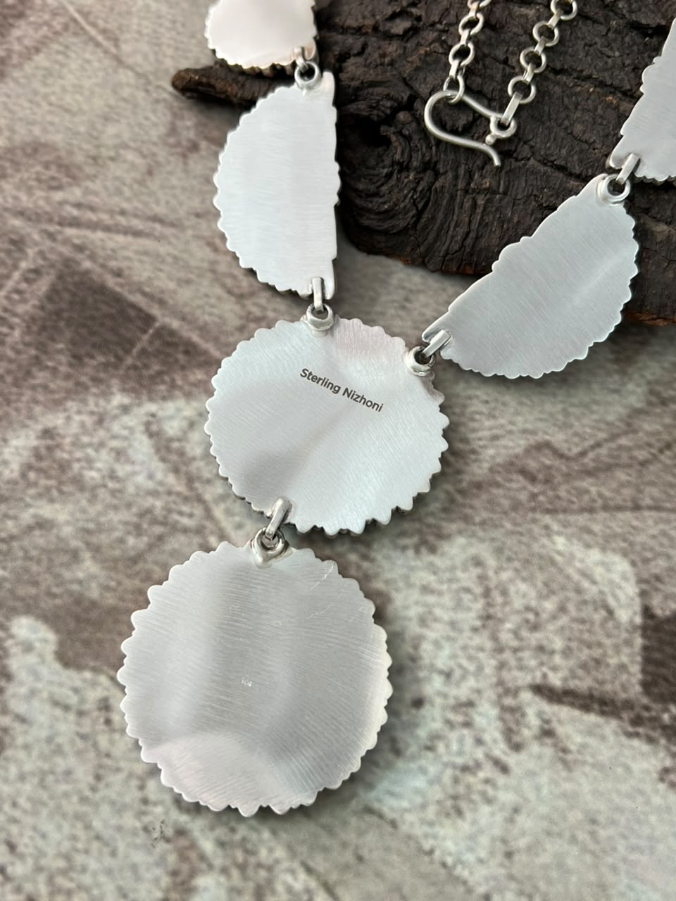Handmade Sterling Silver Cotton Candy Necklace Signed Nizhoni