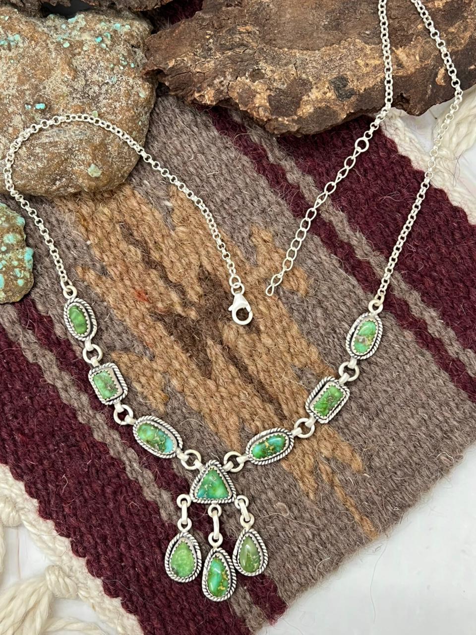Handmade Sterling Silver Sonoran Mountain Turquoise Necklace "Signed Nizhoni"