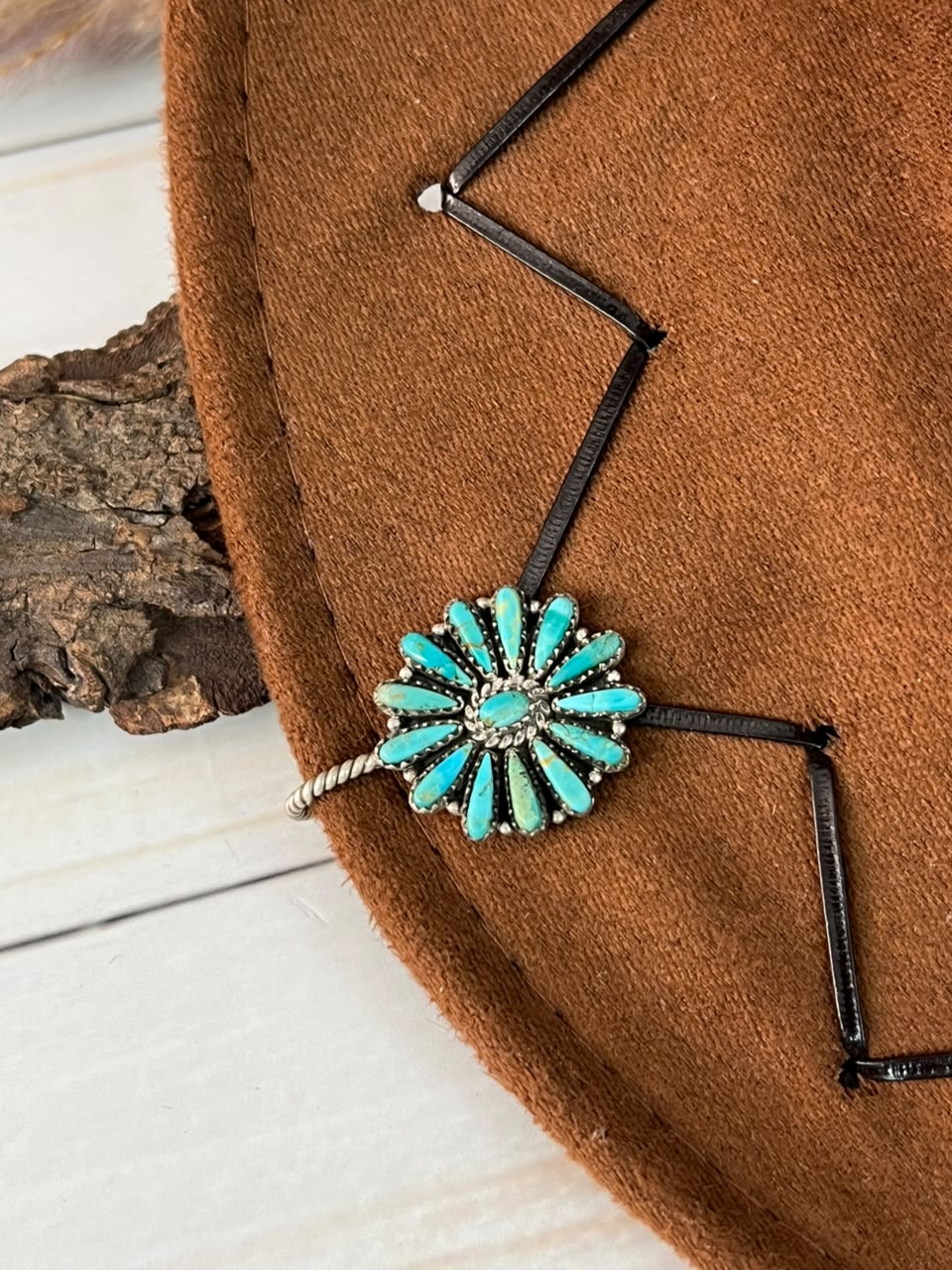 Handmade Sterling Silver Kingman Turquoise Hat Pin Signed Nizhoni