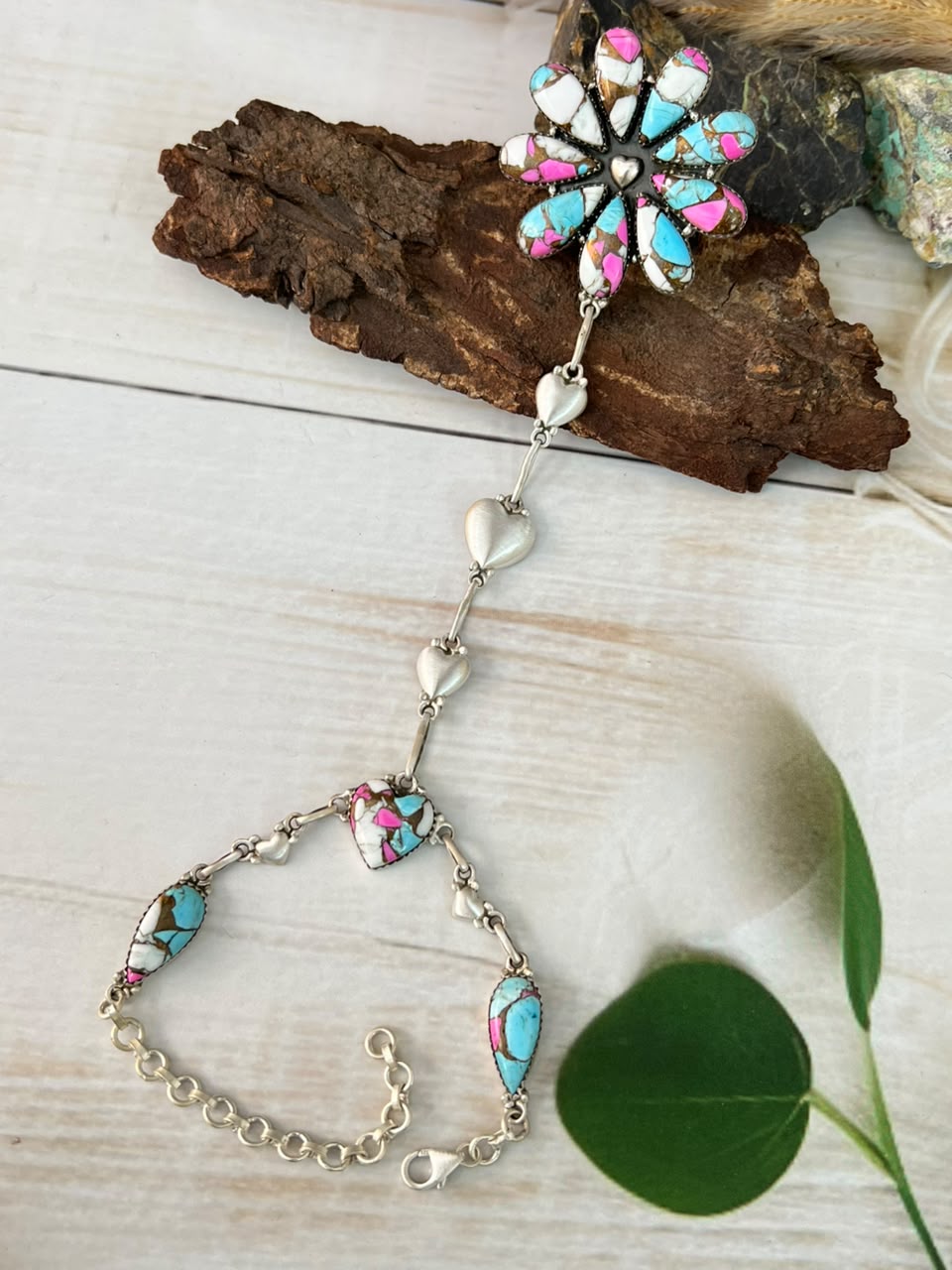 Handmade Sterling Silver Cotton Candy Heart Collection: Hand Harness Signed Nizhoni