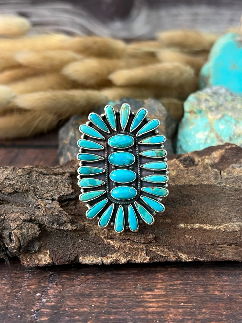 Handmade Sterling Silver Kingman Turquoise Adjustable Ring Signed Nizhoni (8)