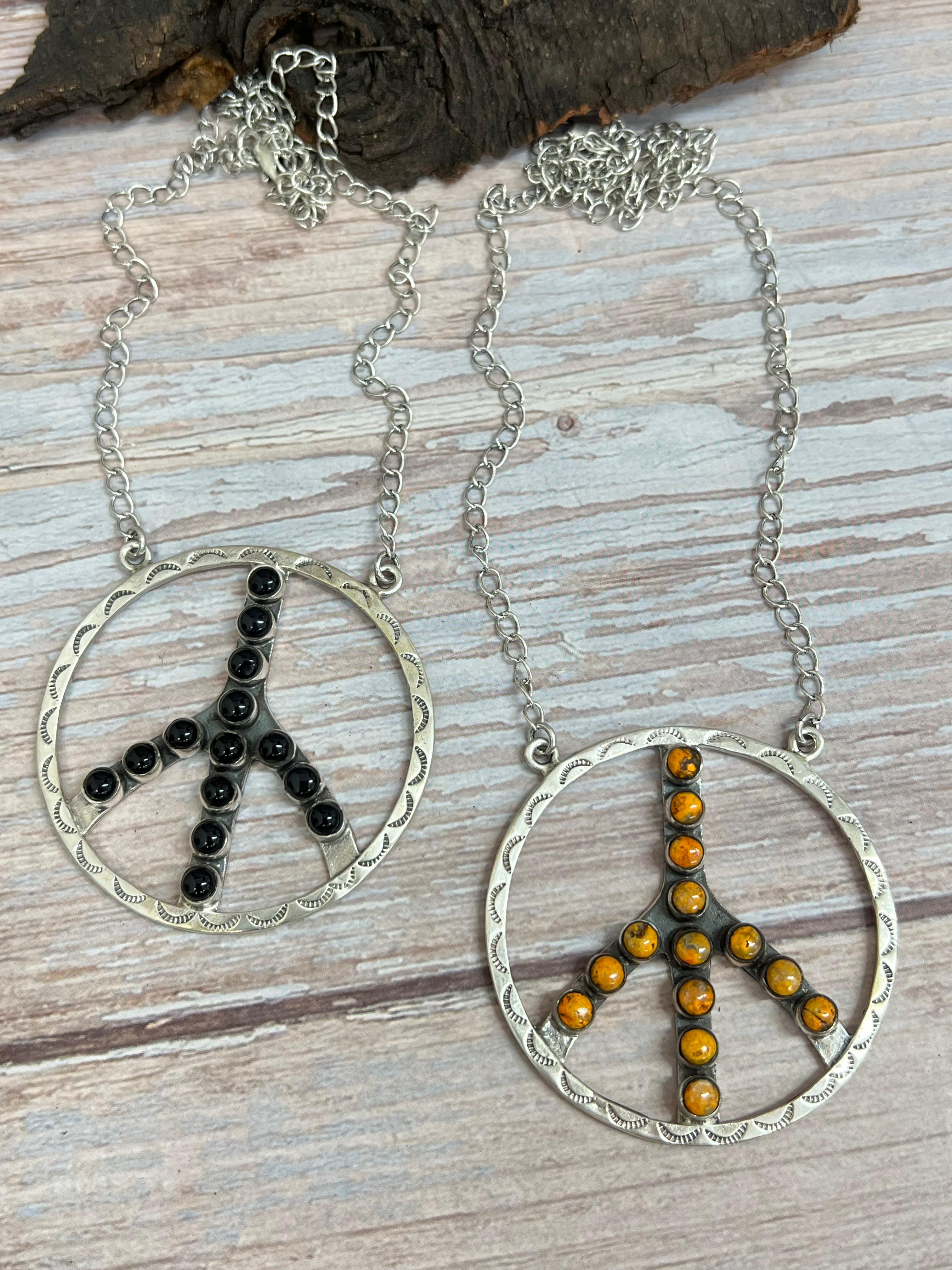 Handmade Sterling Silver Black Onyx, Bumblebee Necklace Signed Nizhoni