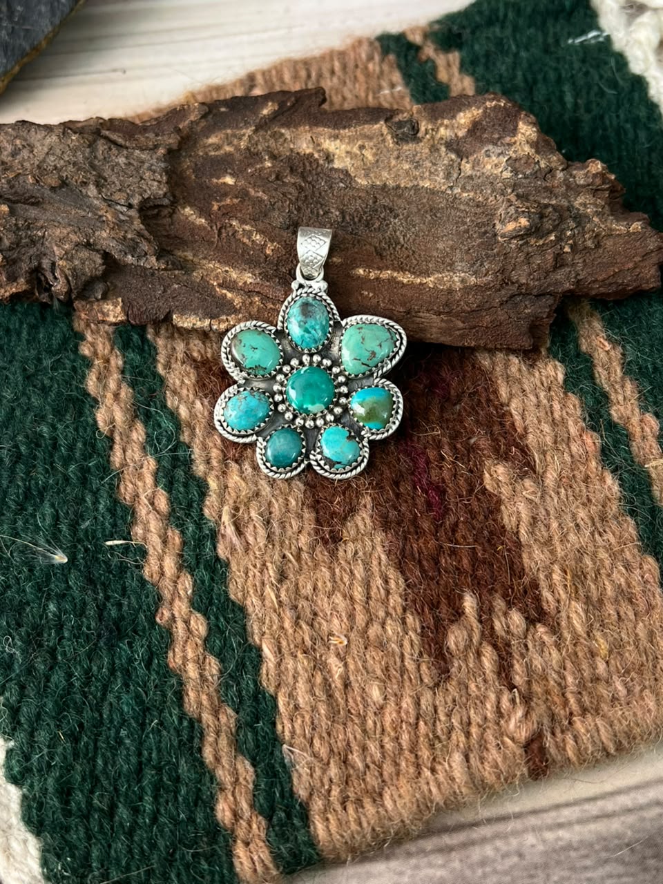 Handmade Sterling Silver Cripple Creek Turquoise Pendant Signed Nizhoni (9)