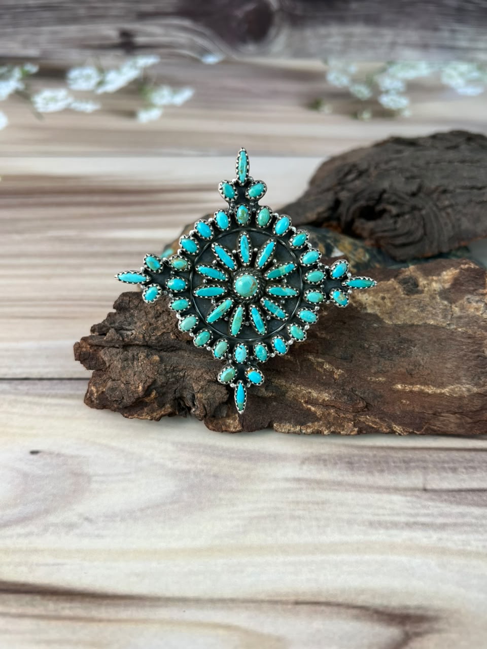 Handmade Sterling Silver Kingman Turquoise Adjustable Ring Signed Nizhoni
