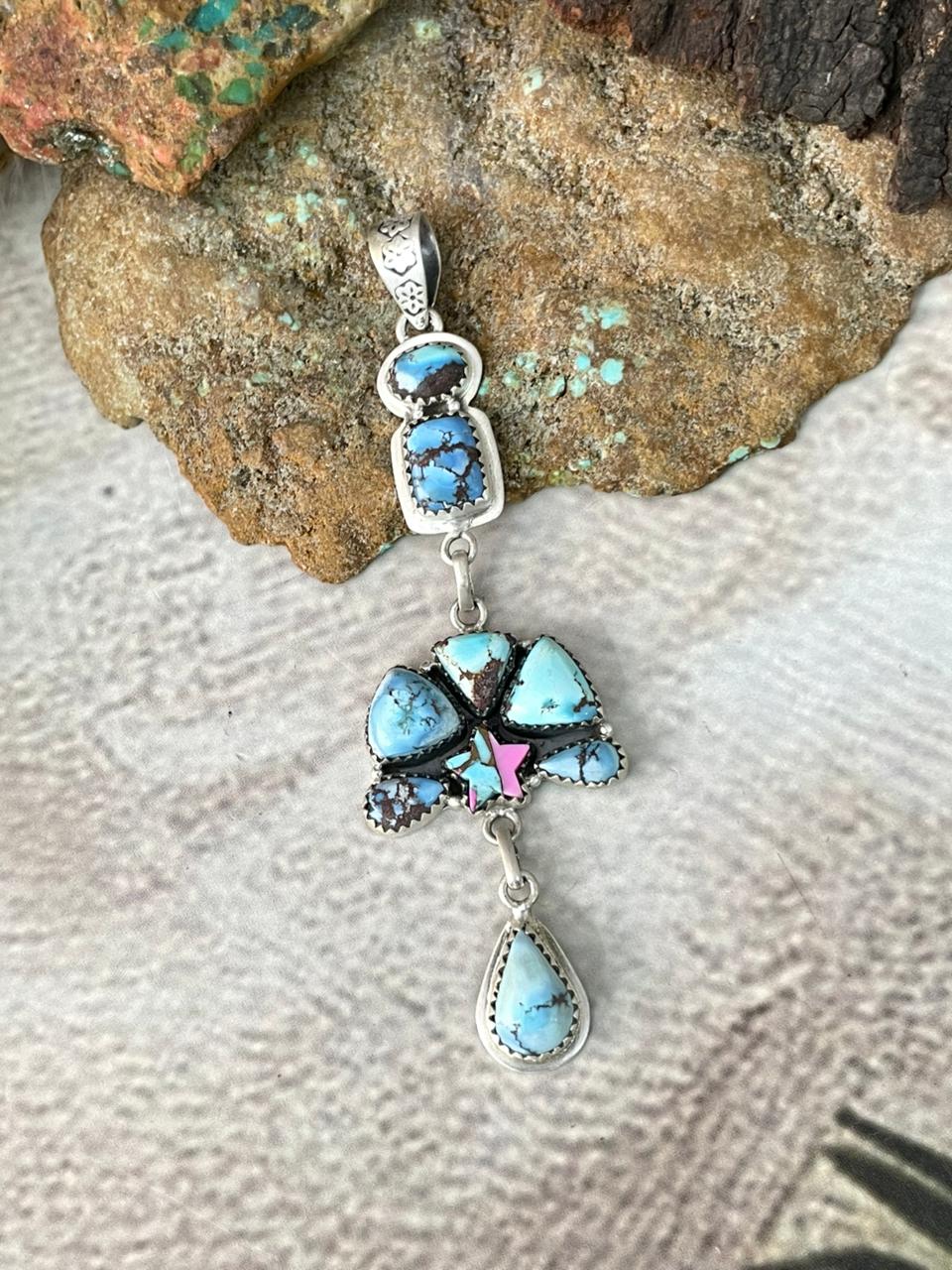 Handmade Sterling Silver Golden Hills with Cotton Candy Pendant "Signed Nizhoni"