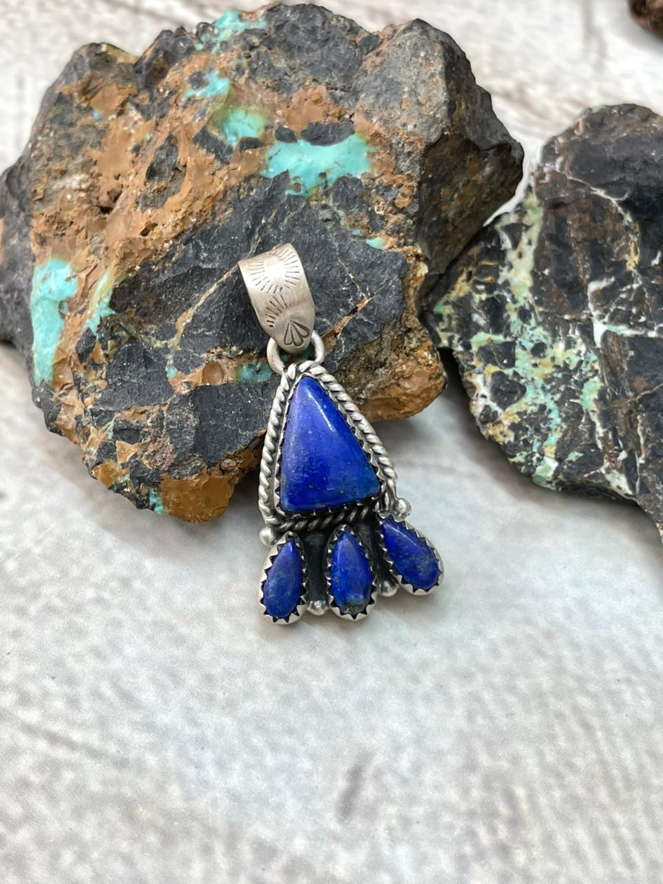 Handmade Sterling Silver Lapis Pendant "Signed Nizhoni"