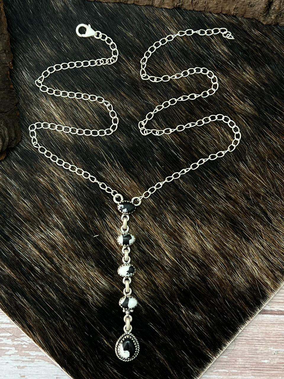 Handmade Sterling Silver White Buffalo Necklace "Signed Nizhoni"