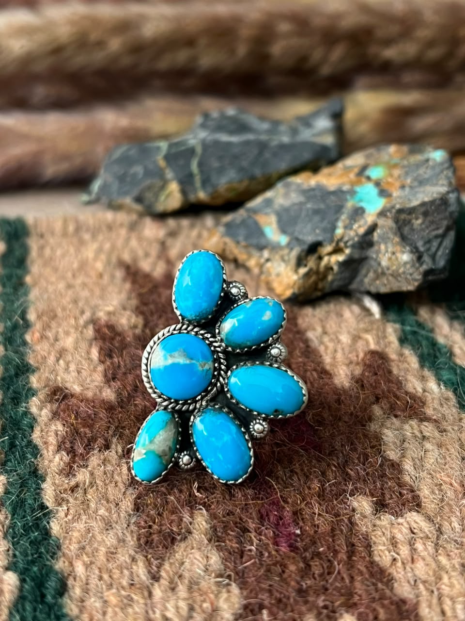 Handmade Sterling Silver Hardy Pit Collection: Adjustable Ring Signed Nizhoni