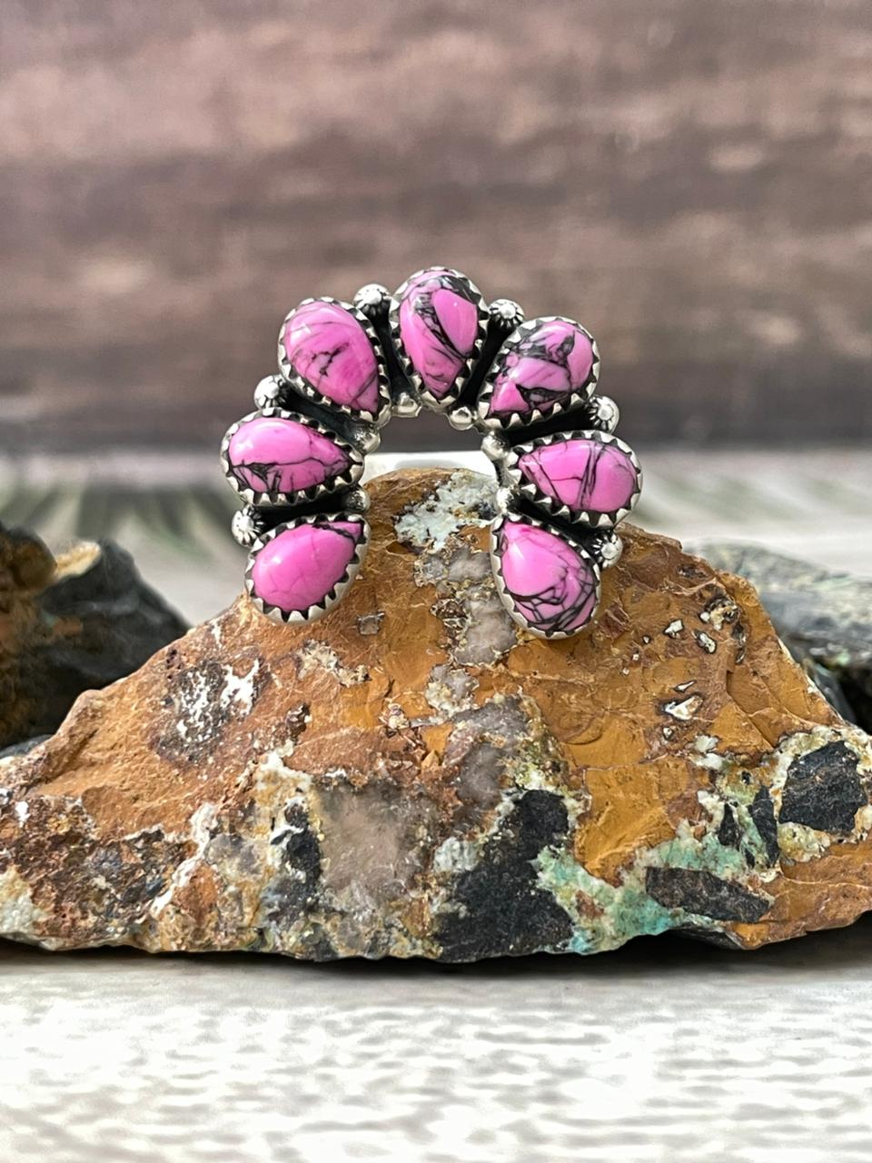 Handmade Sterling Silver Cherry Blossom Naja Adjustable Ring "Signed Nizhoni"