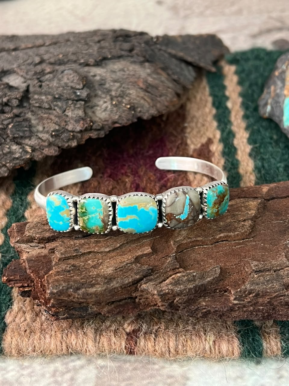 Handmade Sterling Silver Royston Turquoise Cuff Bracelet Signed Nizhoni (9)